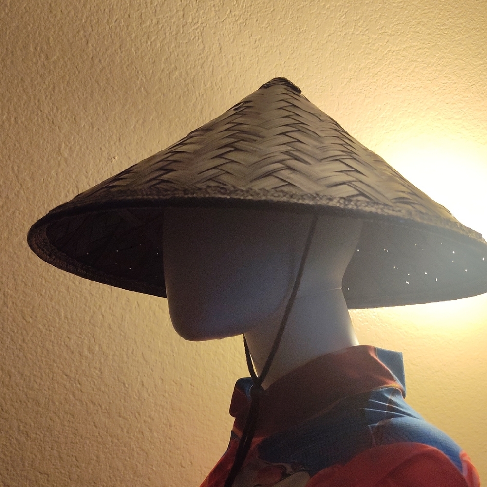 Woven Conical Hat with Chin Strap